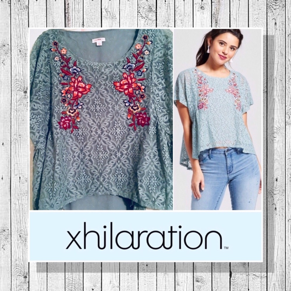 XHILARATION Embroidered Lace Top.             NWOT
